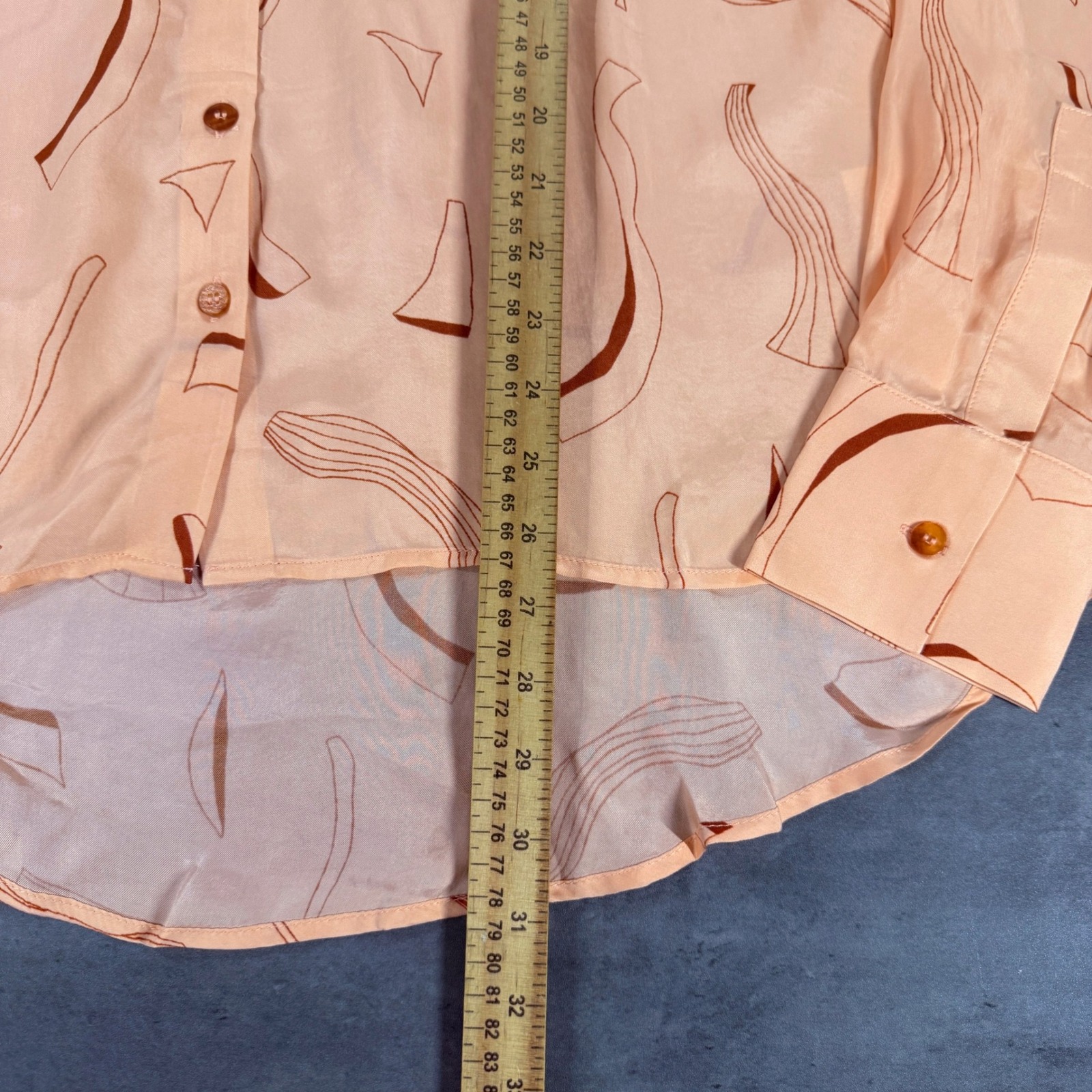 Ohsevendays Cecil Blouse Button Down Shirt Os Peach Abstract Geometric New $70 — image 3 of 8
